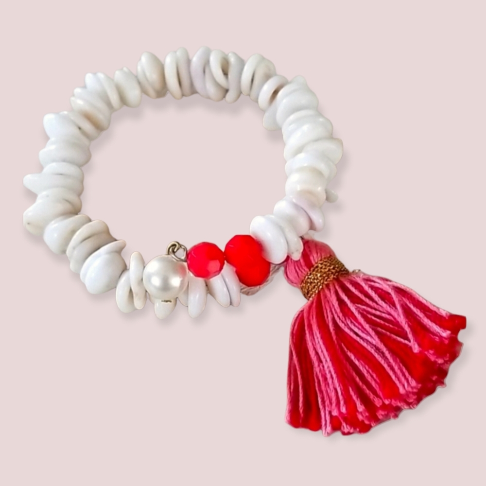 Hand Crafted Natural Shell Wired Wrap Bracelet Wi… - image 1